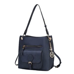 mkf fashion hobo bag for women – pu leather top handle handbag purse – crossbody shoulder strap lady pocketbook ivette navy