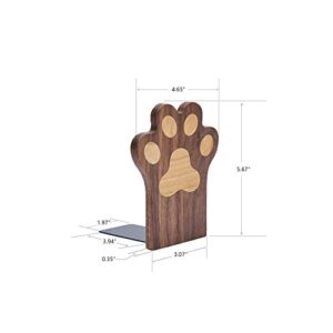 Pandapark Wood Paws Bookends,Nature Coating,Decorative Bookend (Paws-Walnut)