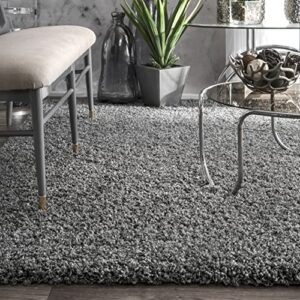 nuLOOM Marleen Contemporary Shag Area Rug, 4' Round, Grey