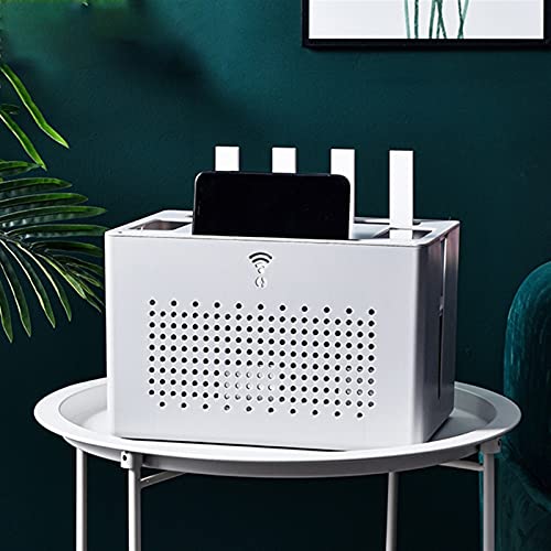 YAOLUU WiFi Storage Box Double-Layer Wireless WiFi Router Storage Box Desktop Socket Wire Organizer Box TV Set Top Rack Power Strip Hidden Set-top Box Stand (Color : GY)