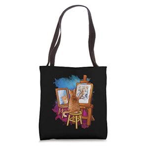 cat painting lion artistic animals lover graphic novelty tote bag