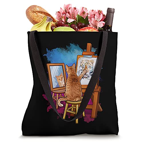 Cat Painting Lion Artistic Animals Lover Graphic Novelty Tote Bag