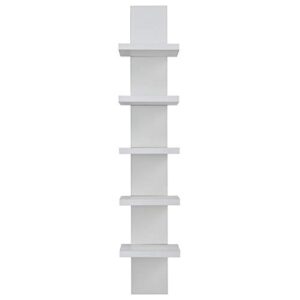 danya b 5 tier wall shelf unit narrow smooth laminate finish – vertical column shelf floating storage home decor organizer tall tower design utility shelf bedroom living room 5.1″ x 6″ x 30″ (white)