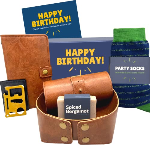 Birthday Gifts for Men - Happy Birthday Box, Mens Gift Basket Set, Unique Ideas, Gifts for Him - Presents for Boyfriend, Dad, Husband, Man, Brother, Son, Male, Friend, Guy Coworker