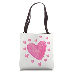 hearts t shirt kids school valentines day girls boys tote bag