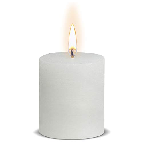 BOLSIUS Rustic White Unscented Pillar Candles - 2.75" X 3.25" Decoration Candles Set of 3 - Clean Burning Dripless Dinner Candles for Wedding & Home Decor Party Restaurant Spa- Aprox (80x68m)