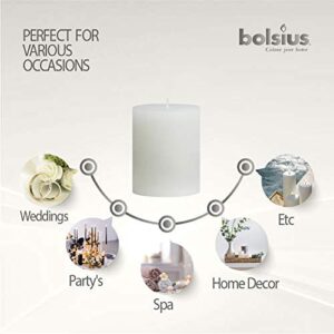 BOLSIUS Rustic White Unscented Pillar Candles - 2.75" X 3.25" Decoration Candles Set of 3 - Clean Burning Dripless Dinner Candles for Wedding & Home Decor Party Restaurant Spa- Aprox (80x68m)