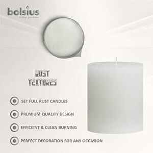 BOLSIUS Rustic White Unscented Pillar Candles - 2.75" X 3.25" Decoration Candles Set of 3 - Clean Burning Dripless Dinner Candles for Wedding & Home Decor Party Restaurant Spa- Aprox (80x68m)