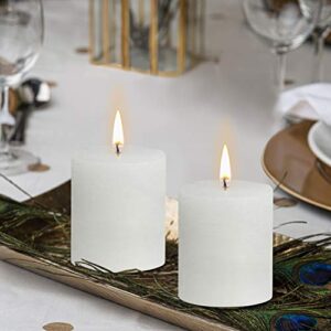 BOLSIUS Rustic White Unscented Pillar Candles - 2.75" X 3.25" Decoration Candles Set of 3 - Clean Burning Dripless Dinner Candles for Wedding & Home Decor Party Restaurant Spa- Aprox (80x68m)