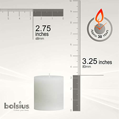 BOLSIUS Rustic White Unscented Pillar Candles - 2.75" X 3.25" Decoration Candles Set of 3 - Clean Burning Dripless Dinner Candles for Wedding & Home Decor Party Restaurant Spa- Aprox (80x68m)