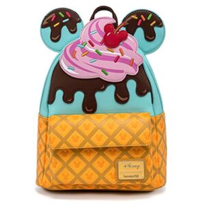 loungefly disney mickey and minnie mouse sweets ice cream womens double strap shoulder bag purse