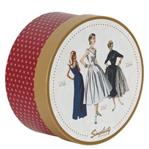 Simplicity Vintage 559360007 Retro Fashion Circular Storage Box for Sewing Supplies, 7.25 x 7.25 x 3.75 Inches