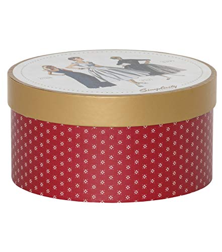 Simplicity Vintage 559360007 Retro Fashion Circular Storage Box for Sewing Supplies, 7.25 x 7.25 x 3.75 Inches