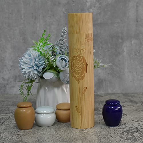 Set of 2 Eco Bamboo Scattering Urn Tube for Human-Pet Ashes, Small Urns for Human Ashes, Mini Biodegradable Spreading Urns for Adult Ashes Male Female Dog(9" x2”)