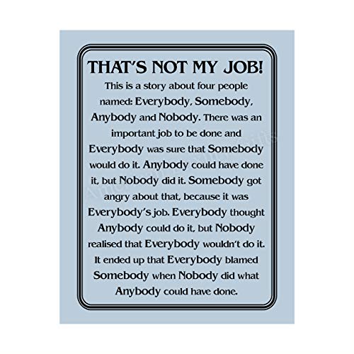 "That's Not My Job"-Motivational Wall Art Sign-8 x 10" Humorous Typographic Poster Print-Ready to Frame. Ideal Home-Office-School-Décor. Great Sarcastic Desk & Cubicle Sign. Perfect for Teachers!