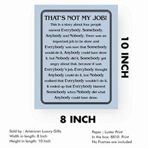 "That's Not My Job"-Motivational Wall Art Sign-8 x 10" Humorous Typographic Poster Print-Ready to Frame. Ideal Home-Office-School-Décor. Great Sarcastic Desk & Cubicle Sign. Perfect for Teachers!