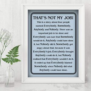 "That's Not My Job"-Motivational Wall Art Sign-8 x 10" Humorous Typographic Poster Print-Ready to Frame. Ideal Home-Office-School-Décor. Great Sarcastic Desk & Cubicle Sign. Perfect for Teachers!