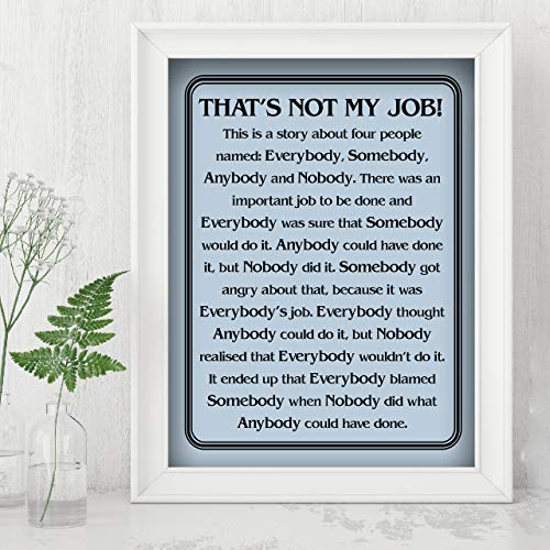 "That's Not My Job"-Motivational Wall Art Sign-8 x 10" Humorous Typographic Poster Print-Ready to Frame. Ideal Home-Office-School-Décor. Great Sarcastic Desk & Cubicle Sign. Perfect for Teachers!