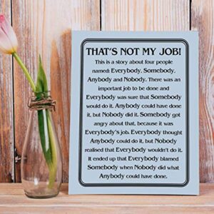 "That's Not My Job"-Motivational Wall Art Sign-8 x 10" Humorous Typographic Poster Print-Ready to Frame. Ideal Home-Office-School-Décor. Great Sarcastic Desk & Cubicle Sign. Perfect for Teachers!