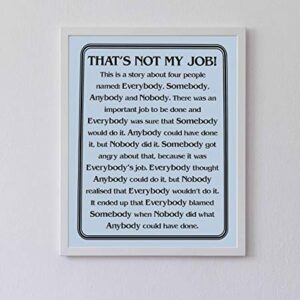 "That's Not My Job"-Motivational Wall Art Sign-8 x 10" Humorous Typographic Poster Print-Ready to Frame. Ideal Home-Office-School-Décor. Great Sarcastic Desk & Cubicle Sign. Perfect for Teachers!