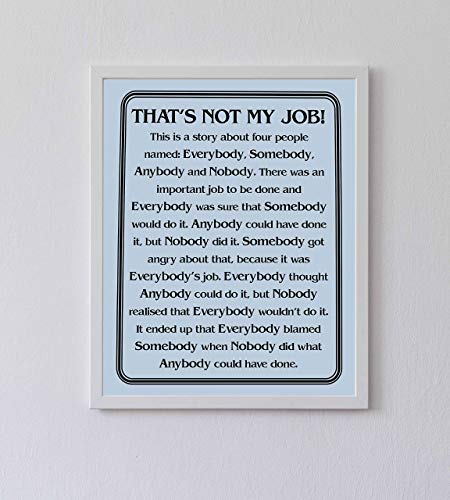 "That's Not My Job"-Motivational Wall Art Sign-8 x 10" Humorous Typographic Poster Print-Ready to Frame. Ideal Home-Office-School-Décor. Great Sarcastic Desk & Cubicle Sign. Perfect for Teachers!