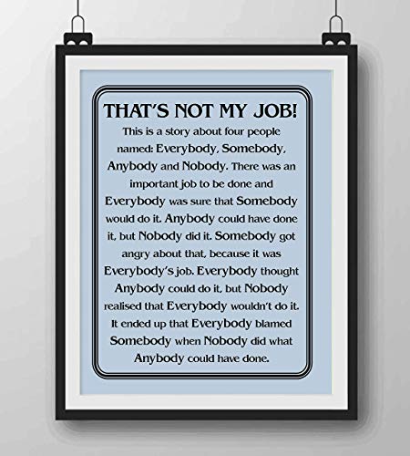 "That's Not My Job"-Motivational Wall Art Sign-8 x 10" Humorous Typographic Poster Print-Ready to Frame. Ideal Home-Office-School-Décor. Great Sarcastic Desk & Cubicle Sign. Perfect for Teachers!