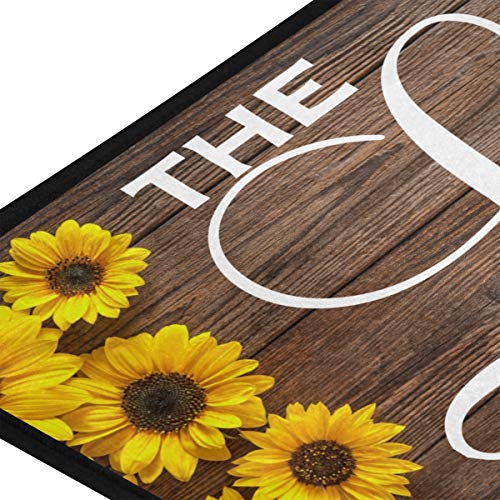 Laundry Room Rug Area Mat Non-Slip Sunflower and Wooden Board 1 Runner Rug Rubber Backing Floormat Runner, 39 x 20 Inch,Super Absorbent