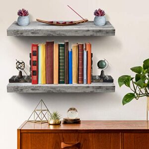 Sorbus Floating Shelf — Hanging Wall Shelves Decoration — Perfect Trophy Display, Photo Frames — Extra Long 24 Inch (Grey Engineered Wood)