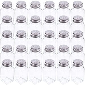 tebery 30 pack glass salt and pepper shaker set with stainless steel mushroom top, 2.7oz spice bottle for kitchen, restaurants and catering, classic design