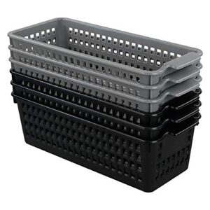 ucake small rectangle plastic storage basket, slim basket organizer, 6 packs