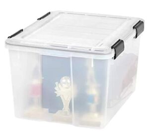 iris usa 46 qt weathertight gasket storage box with buckles, clear, 4 pack