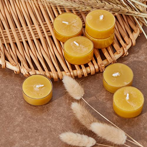 olorvela Beeswax Candles 12Pack Tealight Candles Handmade of Pure Beeswax, 4 Hour Burn Time, Clear Cup Beeswax Tea Lights