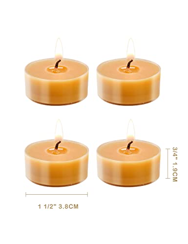 olorvela Beeswax Candles 12Pack Tealight Candles Handmade of Pure Beeswax, 4 Hour Burn Time, Clear Cup Beeswax Tea Lights