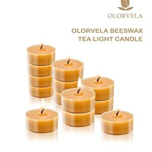 olorvela Beeswax Candles 12Pack Tealight Candles Handmade of Pure Beeswax, 4 Hour Burn Time, Clear Cup Beeswax Tea Lights