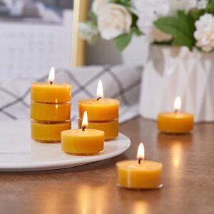 olorvela Beeswax Candles 12Pack Tealight Candles Handmade of Pure Beeswax, 4 Hour Burn Time, Clear Cup Beeswax Tea Lights