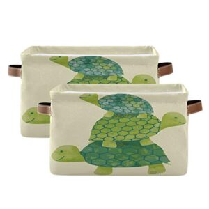 Qilmy Cartoon Three Turtles Storage Basket, Durable Canvas Organizer With Handles Large Collapsible Storage Bins Boxes for Home Office Closet - 1pack