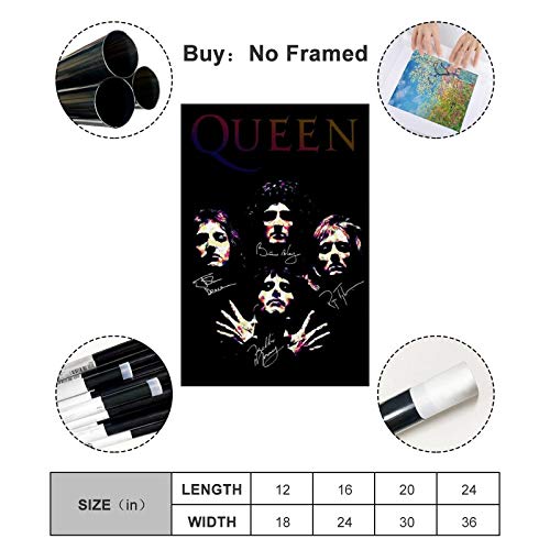 ZXCM Band Poster Queen Poster Canvas Art Poster and Wall Art Picture Print Modern Family Bedroom Decor Posters 12x18inch(30x45cm), 12 x 18 Inch