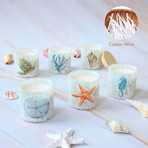 CRYSTAL CLUB Scented Candles Gift, 6 Pack Ocean Theme Aromatherapy Candle, Hand Poured Natural Soy Wax, Small Jar Candles Set for Travel, Yoga, Home Decor