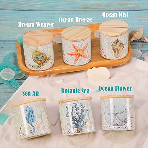 CRYSTAL CLUB Scented Candles Gift, 6 Pack Ocean Theme Aromatherapy Candle, Hand Poured Natural Soy Wax, Small Jar Candles Set for Travel, Yoga, Home Decor