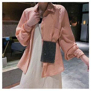 AIBEARTY Women Girls Sparkly Rhinestone Cell Phone Purse Mini Crossbody Bag Evening Clutch Shoulder Bag with Metal Chain