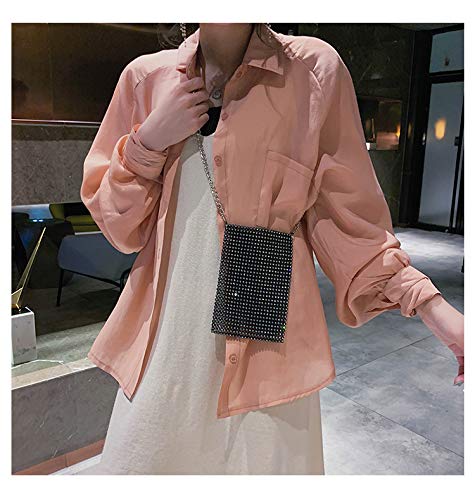 AIBEARTY Women Girls Sparkly Rhinestone Cell Phone Purse Mini Crossbody Bag Evening Clutch Shoulder Bag with Metal Chain