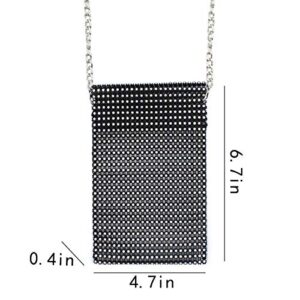 AIBEARTY Women Girls Sparkly Rhinestone Cell Phone Purse Mini Crossbody Bag Evening Clutch Shoulder Bag with Metal Chain