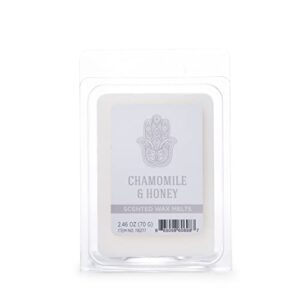 colonial candle chamomile & honey scented wax melt, wellness collection, soy-based white wax blend, 6 cube