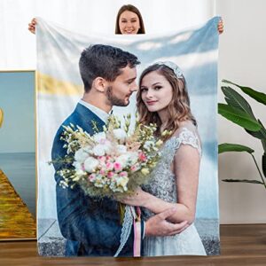 amzlal custom blankets with photos, personalized blanket with picture name for wife husband boyfriend girlfriend-anniversay christmas birthday wedding gifts (1 photo, 40″×30″)