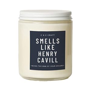 c&e craft – smells like henry cavill scented candle – flannel pine scent – gift for her, celebrity prayer candle, pop culture gift, girlfriend gift