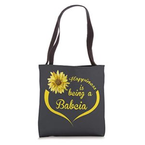 babcia gift: happiness is being a babcia tote bag
