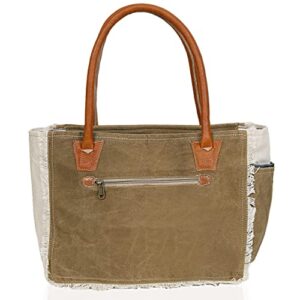 CLA Bags Sel De Mer Upcycled Canvas Small Handbag Upcycled Canvas & Cowhide Tote Bag Radiant Upcycled Canvas & Cowhide Leather Crossbody Bag (Khaki)