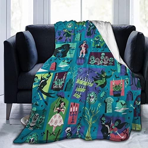 Haunted Mansion Flannel Blanket Lightweight Cozy Bed Blankets Soft Throw Blanket Fit Couch Sofa Suitable for All Season 60"X50"