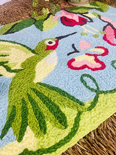 Jellybean Modern Indoor / Outdoor Mat Home Comfort Rugs 20" X 30" Rectangle Fuschia & Hummingbird