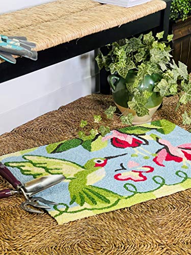 Jellybean Modern Indoor / Outdoor Mat Home Comfort Rugs 20" X 30" Rectangle Fuschia & Hummingbird